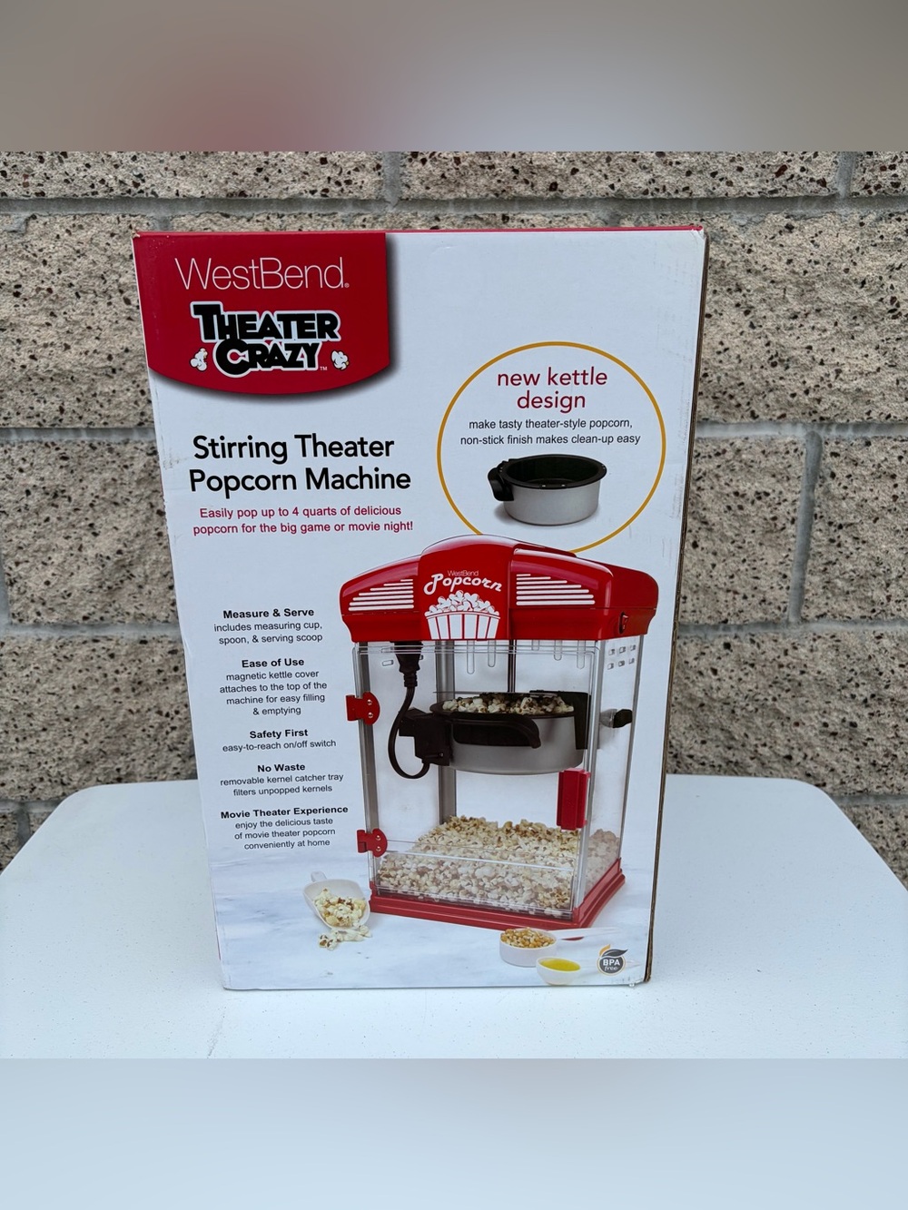 West Bend Theater Crazy Electric Popcorn Popper Red 4 qt Stirring System NEW
